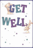 With the heart of Broxbourne reflected in every detail, this vibrant get well card is a miniature celebration of kindness and optimism. Two charming figures-a soft, smiling teddy bear and a playful puppy- animate the scene, joyfully perched upon and beside bold letters spelling 'Get Well.' Their rounded, textural forms, rendered in inviting shades of caramel and golden cream, create a tactile sense of coziness much like a fresh bouquet from the local market. Indigo and teal hues colour the large, friendly message, bathing it in an uplifting light against a pale white background that suggests clarity and renewal. Throughout the scene, tiny stars in varying shades of blue and purple twinkle above, adding a magical and reassuring energy that recalls Broxbourne's quiet, star-lit evenings. The tender interaction between the bear and puppy, along with the carefully composed lettering and softly brushed textures, radiates a mood of compassion and encouragement-making this card the perfect companion to a thoughtful get well bouquet delivered across Broxbourne by your trusted local florists.